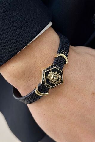 14 Ayar Altın Aslanlı Erkek Bileklik