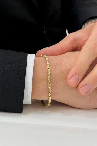 14 Ayar Altın Kral Zincirli Erkek Bileklik