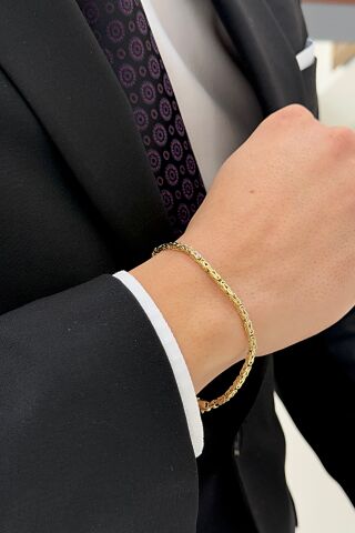 14 Ayar Altın Kral Zincirli Erkek Bileklik