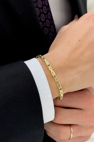 14 Ayar Altın Kral Zincirli Erkek Bileklik