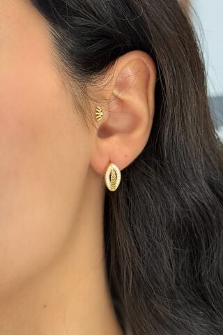 14 Ayar Altın Taşlı Küpe