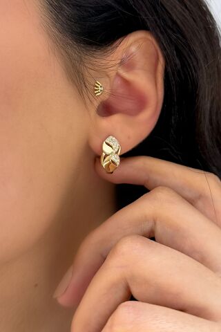 14 Ayar Altın Taşlı Küpe