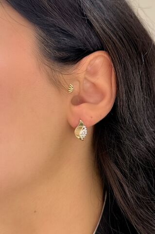 14 Ayar Altın Taşlı Küpe