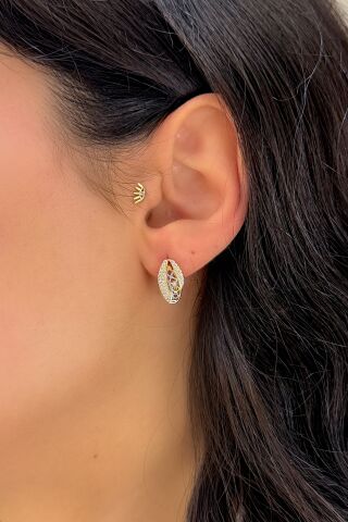 14 Ayar Altın Taşlı Küpe