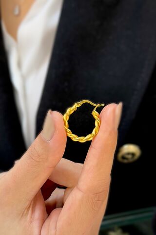 22 Ayar Altın Halka Küpe