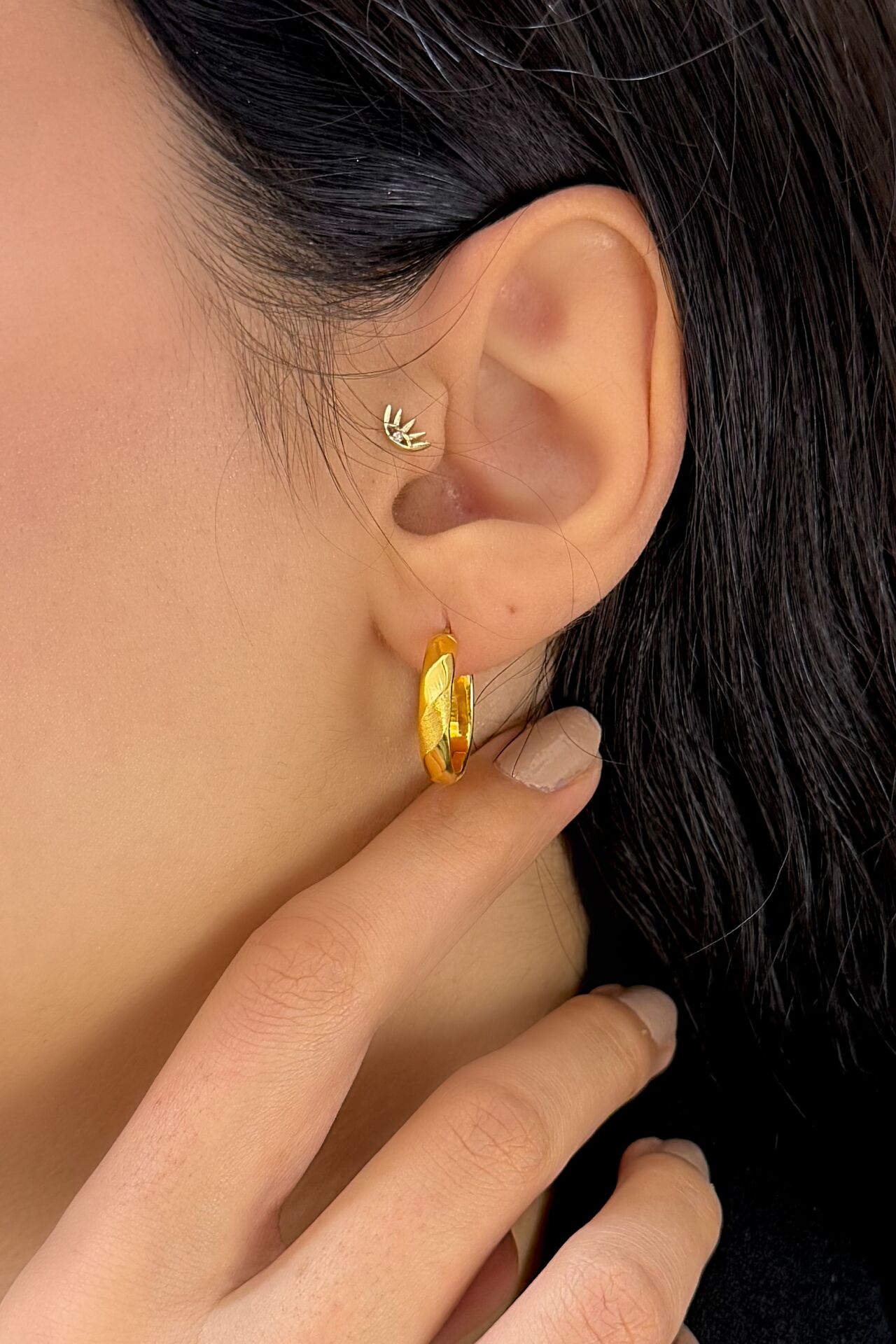 22 Ayar Altın Halka Küpe