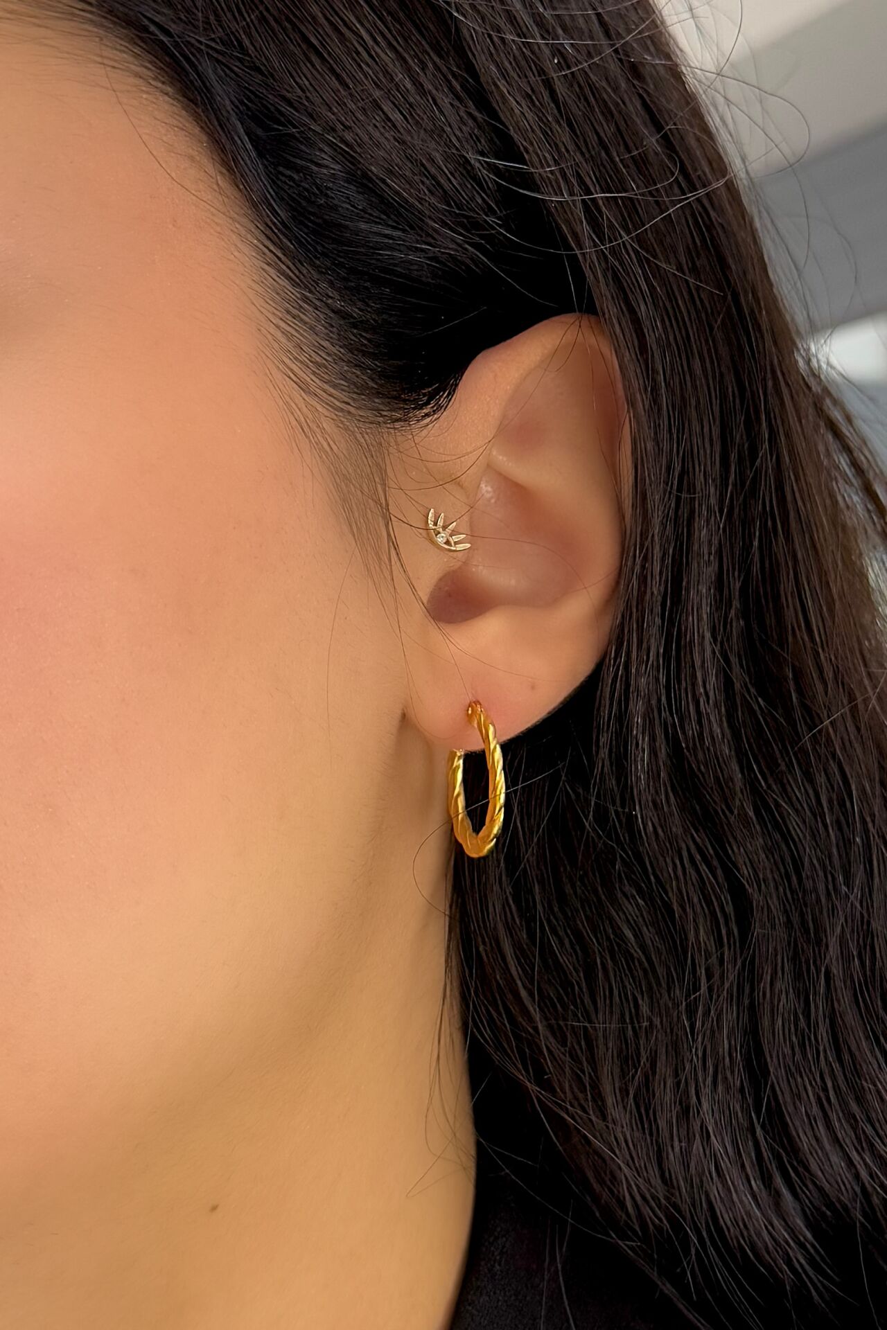 22 Ayar Altın Halka Küpe