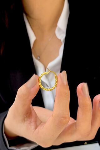 22 Ayar Altın Halka Küpe