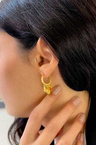 22 Ayar Altın Sallantılı Halka Küpe