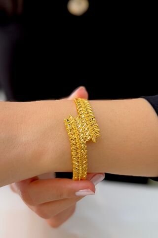 22 Ayar Altın Başak Modeli Kelepçe Bilezik