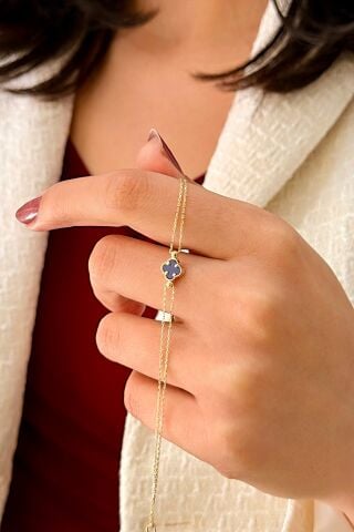 14 Ayar Altın Yoncalı Bileklik