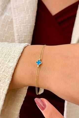 14 Ayar Altın Yoncalı Bileklik