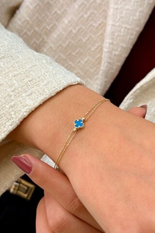 14 Ayar Altın Yoncalı Bileklik