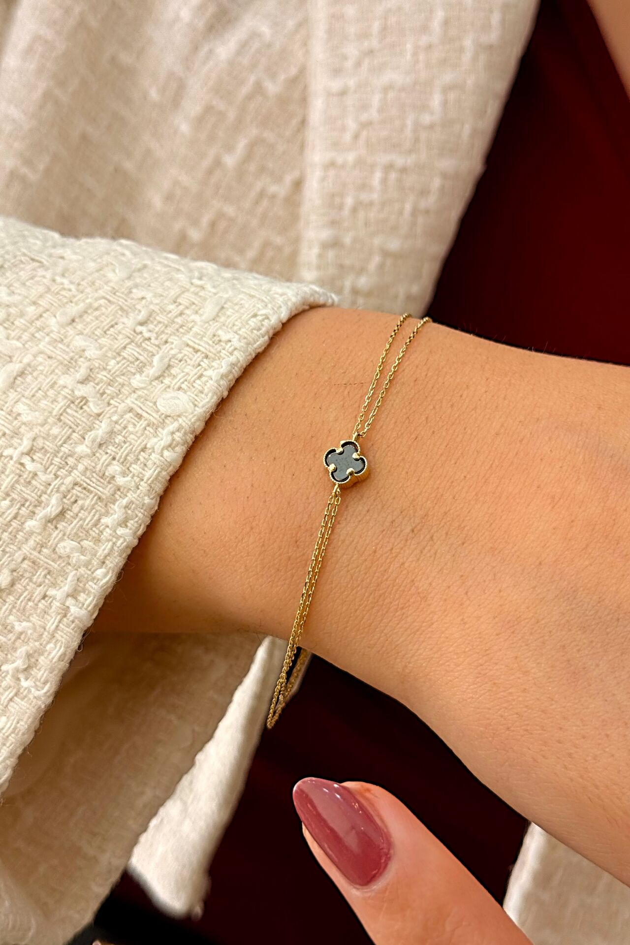 14 Ayar Altın Yoncalı Bileklik