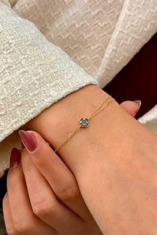 14 Ayar Altın Yoncalı Bileklik