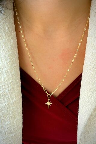 14 Ayar Altın Kuzey Yıldızı Kolye