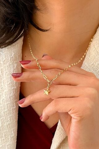 14 Ayar Altın Yıldız Kolye