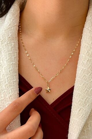 14 Ayar Altın Yıldız Kolye