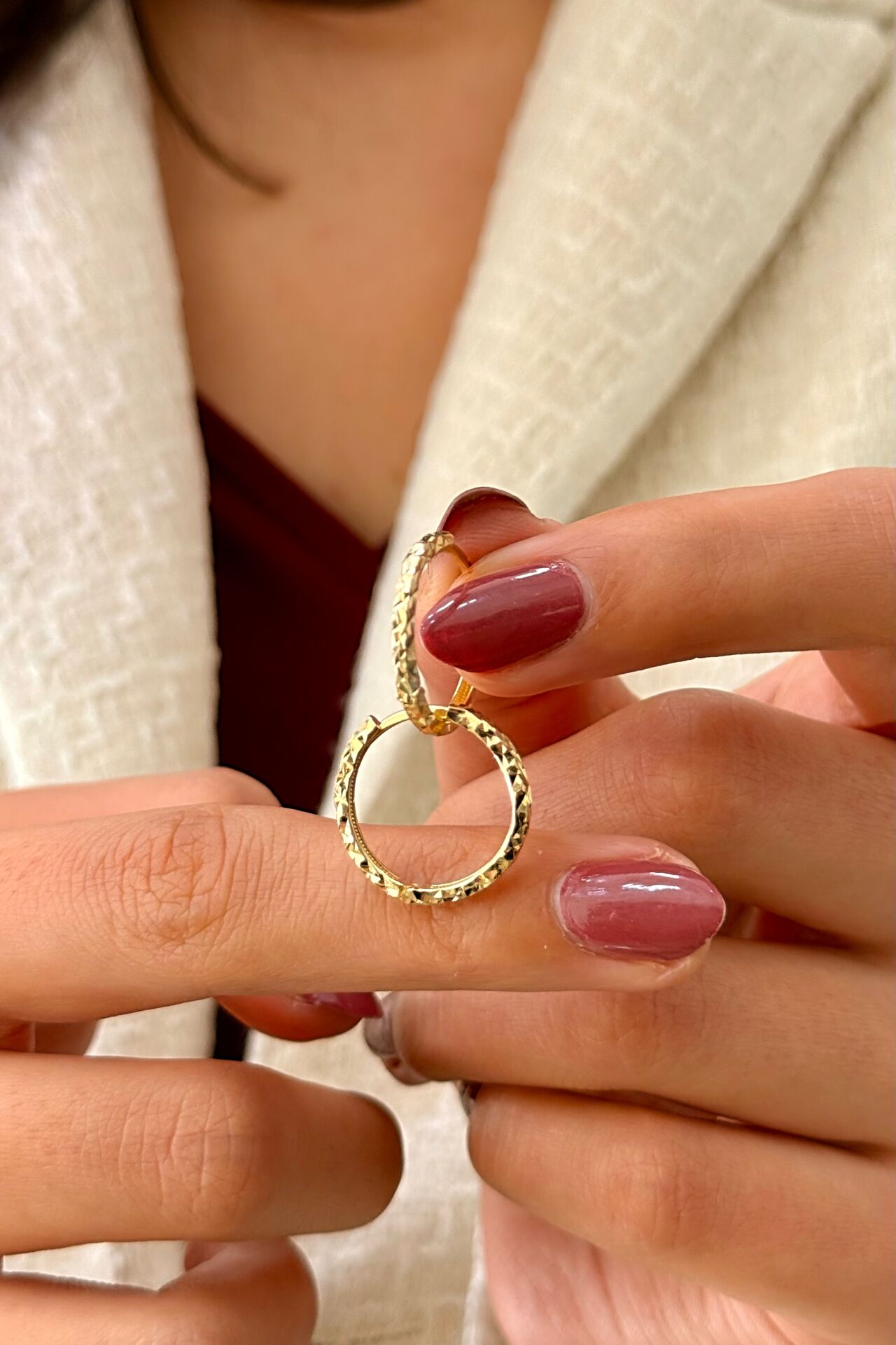 14 Ayar Altın Halka Küpe