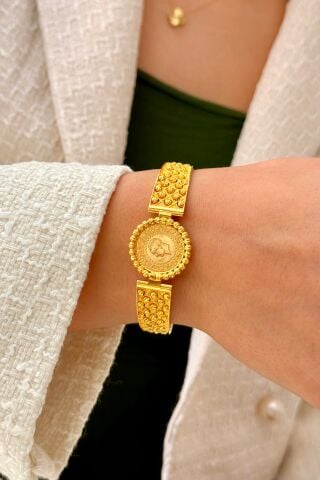 Çeyrek Altınlı Kelepçe Bilezik