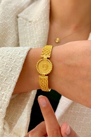 Çeyrek Altınlı Kelepçe Bilezik