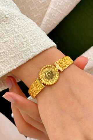 Çeyrek Altınlı Kelepçe Bilezik