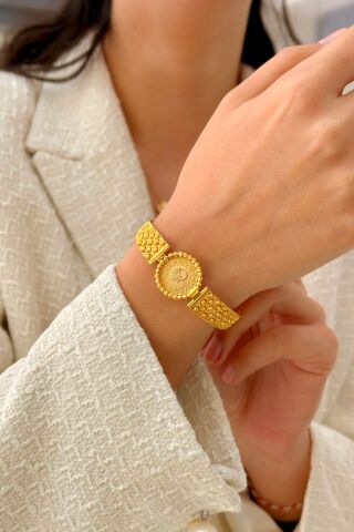 Çeyrek Altınlı Kelepçe Bilezik