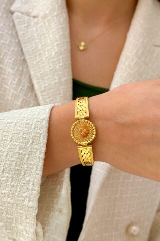 Çeyrek Altınlı Kelepçe Bilezik