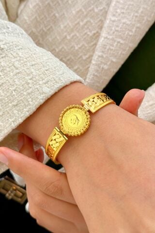 Çeyrek Altınlı Kelepçe Bilezik