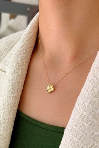 14 Ayar Altın Yonca Kolye