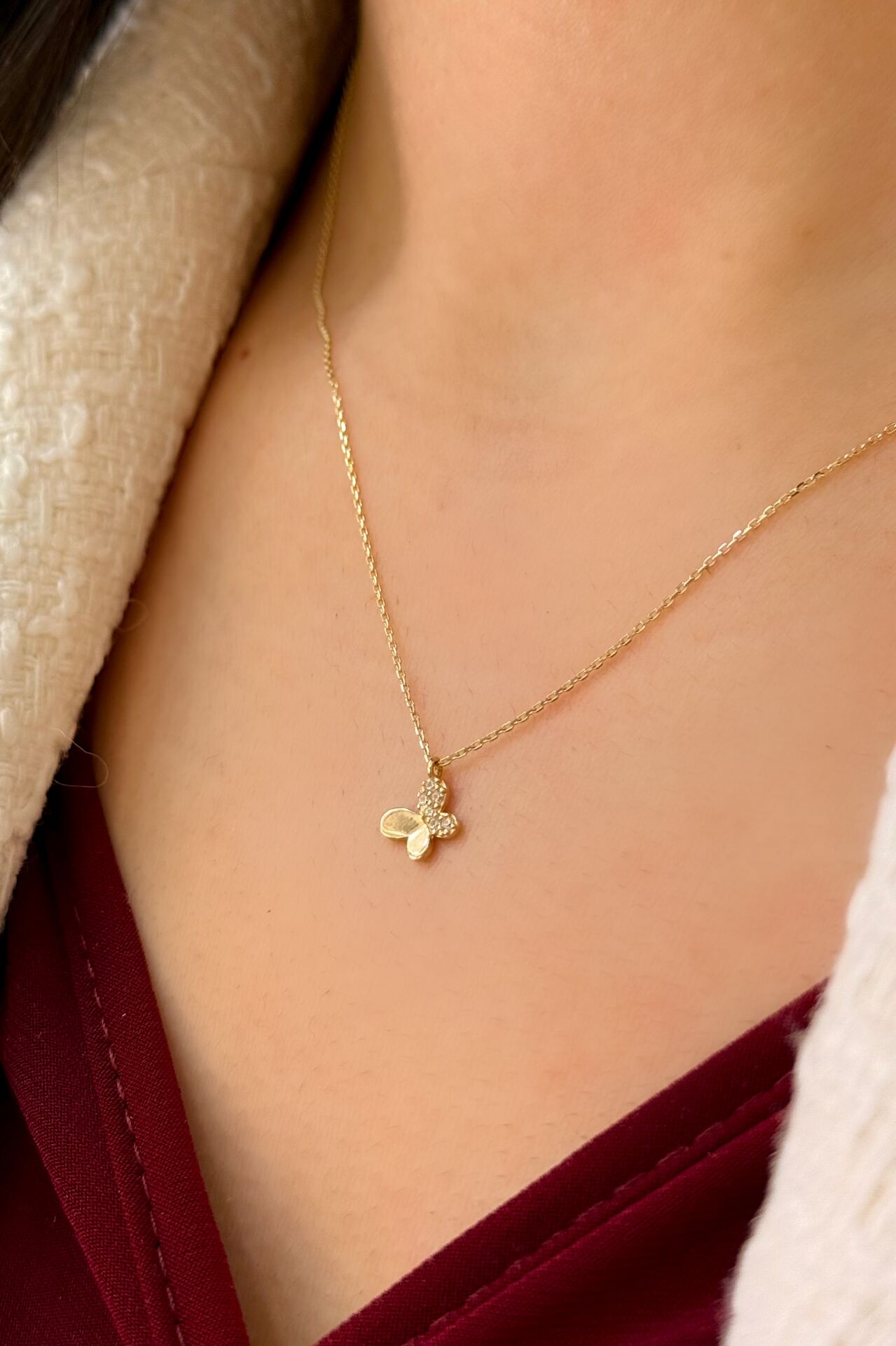 14 Ayar Altın Kelebek Kolye