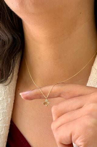 14 Ayar Altın Kelebek Kolye