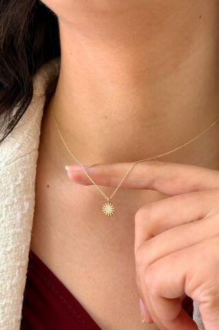 14 Ayar Altın Güneş Kolye