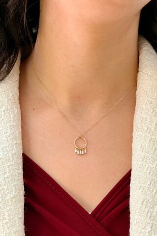 14 Ayar Altın Sallantılı Baget Kolye