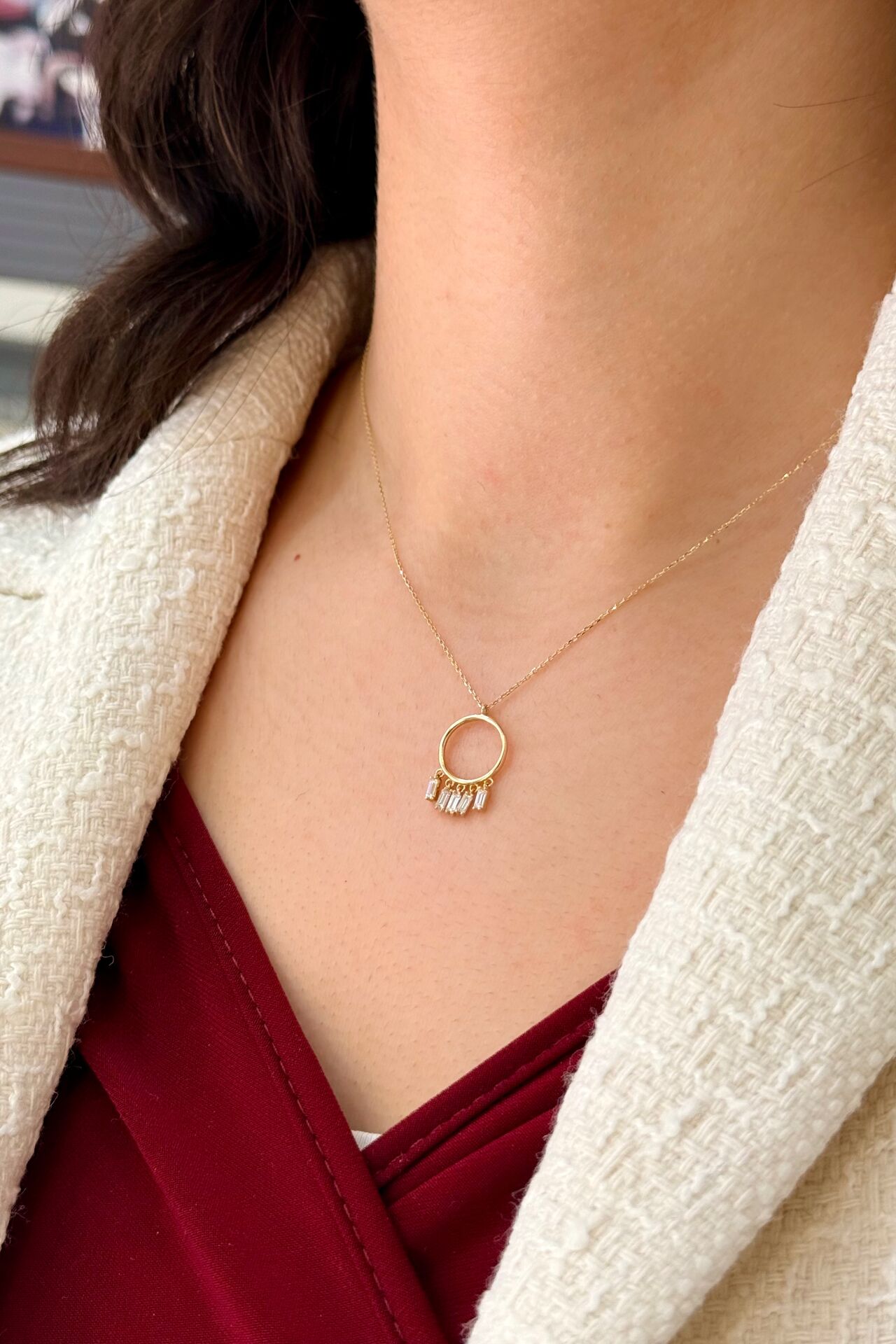 14 Ayar Altın Sallantılı Baget Kolye