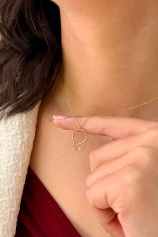 14 Ayar Altın Sallantılı Baget Kolye