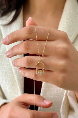 14 Ayar Altın Sallantılı Baget Kolye