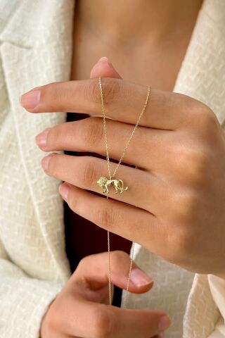 14 Ayar Altın Aslanlı Kolye