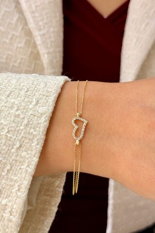 14 Ayar Altın Kalpli Bileklik