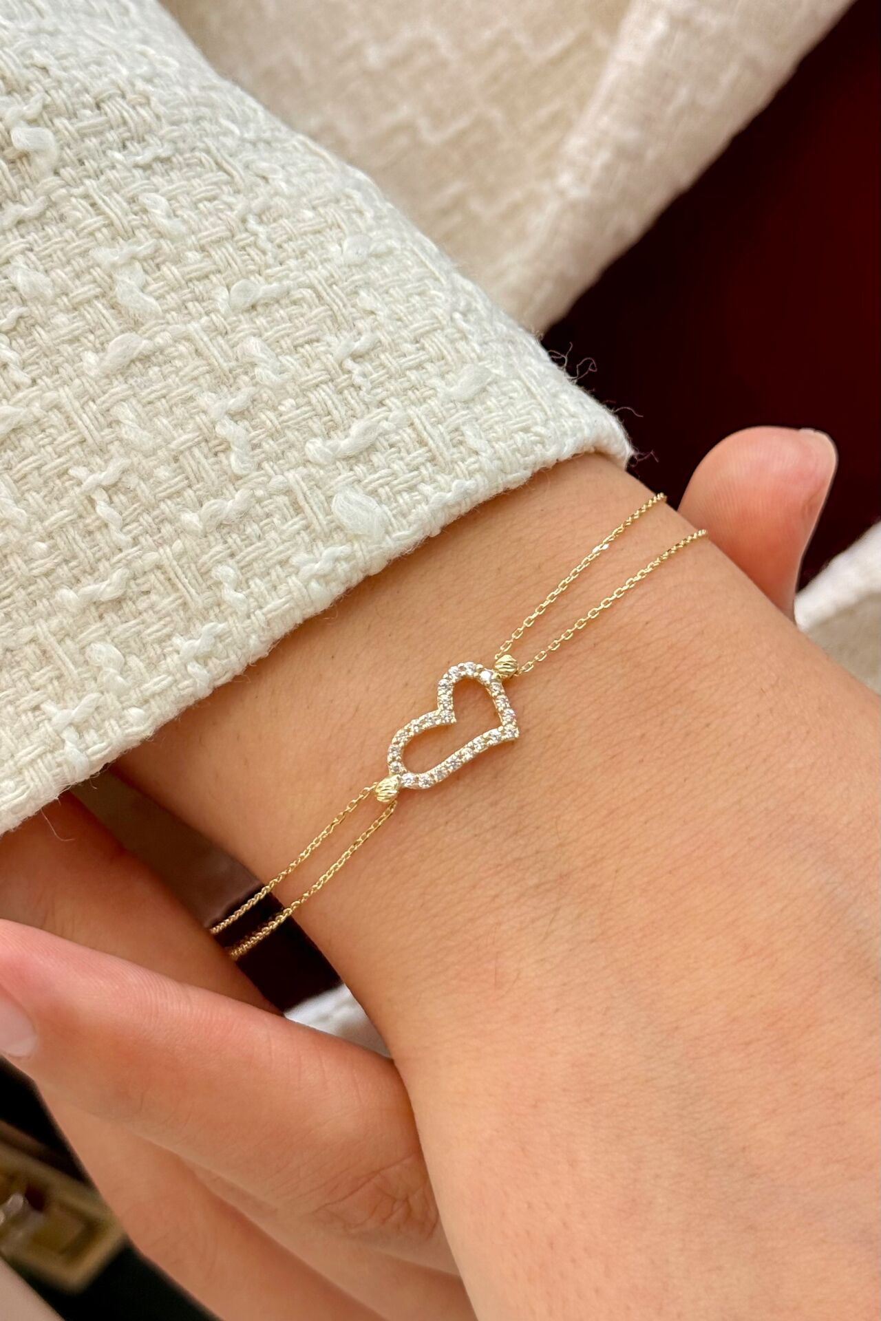 14 Ayar Altın Kalpli Bileklik