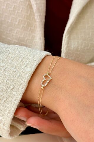 14 Ayar Altın Kalpli Bileklik