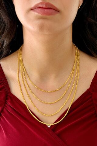 14 Ayar Altın Halat Burgu Zincir (45cm)