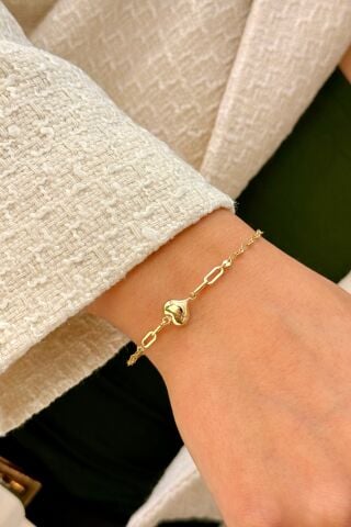 14 Ayar Altın Kalpli Bileklik