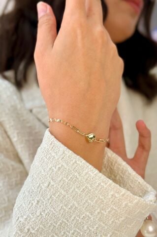 14 Ayar Altın Kalpli Bileklik