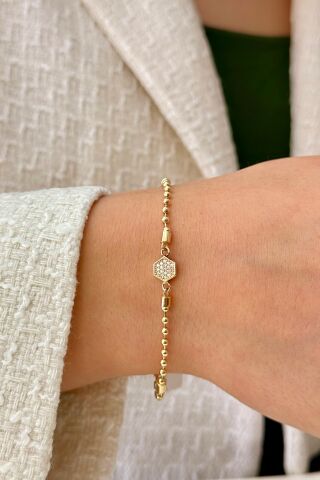 14 Ayar Altın Taşlı Bileklik