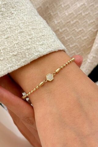 14 Ayar Altın Taşlı Bileklik