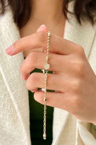 14 Ayar Altın Taşlı Bileklik