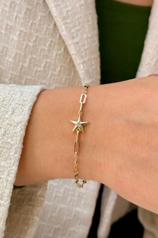 14 Ayar Altın Yıldızlı Bileklik