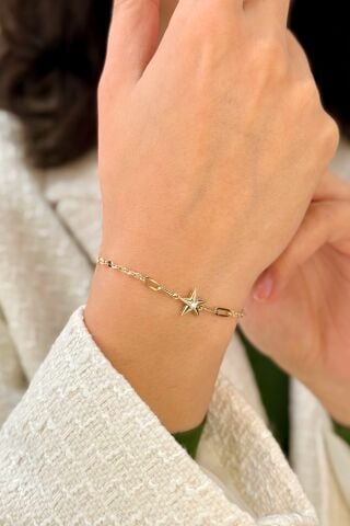14 Ayar Altın Yıldızlı Bileklik