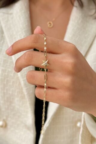 14 Ayar Altın Yıldızlı Bileklik